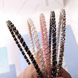 Shiny Faceted Glass Hair Bands, Hair Accessories for Girls Women
