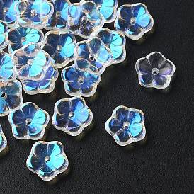 35Pcs Transparent Spray Painted Glass Beads, Sakura Flower