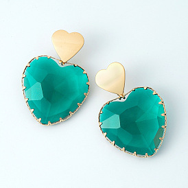 Resin Love Earrings Women's Multi-cut Alloy Earrings Trendy High-end Earrings Jewelry