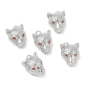 SHEGRACE Brass Cubic Zirconia Pendants, Leopard Charms, Cadmium Free & Lead Free & Nickel Free