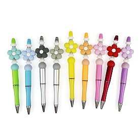 Stylo à bille en plastique, stylo perlé, Stylo en silicone fleur lumineuse pour stylo personnalisé bricolage