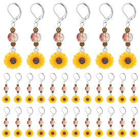 30шт. Подсолнух, смоляной маркер для стежков со стеклянной бусиной, с 304 стали и латуни выводы из нержавеющей