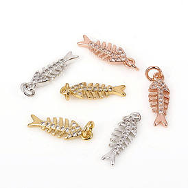 Micro cuivres ouvrent charmes de zircons, avec des anneaux de saut, Fishbone, clair