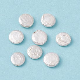 Perles de perles de keshi naturelles baroques, plat rond