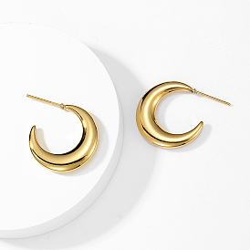 Элегантные геометрические лунные серьги-гвоздики из латуни