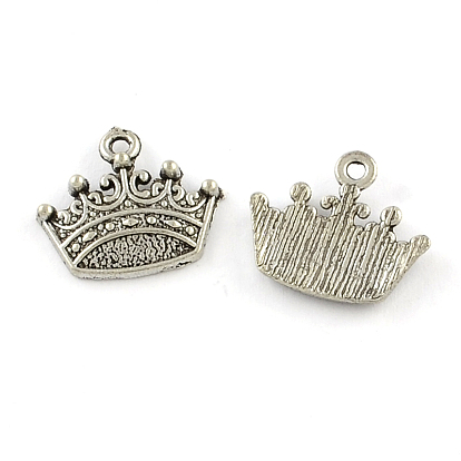 Tibetan Style Zinc Alloy Pendants, Lead Free & Cadmium Free, Crown Charms, 15.9x17.8x2mm, Hole: 1.5mm, about 555pcs/500g