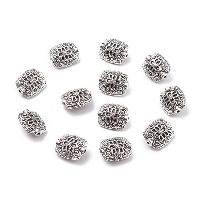 Tibetan Style Alloy Rectangle Beads, Lead Free & Cadmium Free, 11mm wide, 13mm long, 6.5mm thick, hole: 1.5mm