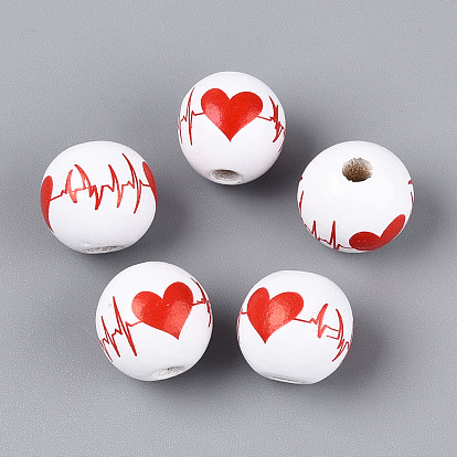 Набивные шима деревянные бусины, круглые с сердца шаблона