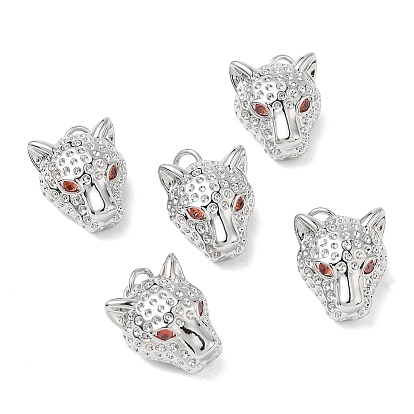 SHEGRACE Brass Cubic Zirconia Pendants, Leopard Charms, Cadmium Free & Lead Free & Nickel Free