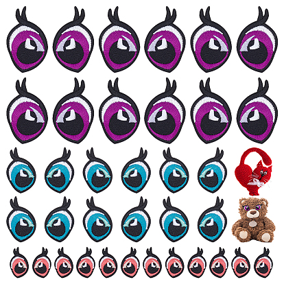 24Pairs 3 Styles Polyester Clothing Patches, Iron/Sew on Appliques, Costume Accessories, Eye