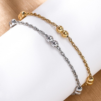 304 женские браслеты-цепочки из нержавеющей стали, два круга