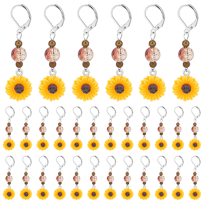 30шт. Подсолнух, смоляной маркер для стежков со стеклянной бусиной, с 304 стали и латуни выводы из нержавеющей