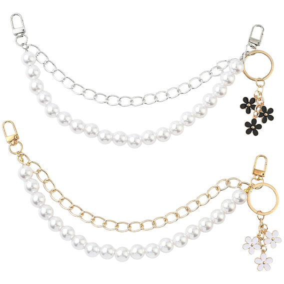 4 шт. 4 sstyles наборы сменных аксессуаров для сумок, алюминиевые цепи и АБС-пластик, искусственный жемчуг, двухслойные сумки, декоративные цепочки, и брелки с подвесками в виде цветов из эмали и сплава