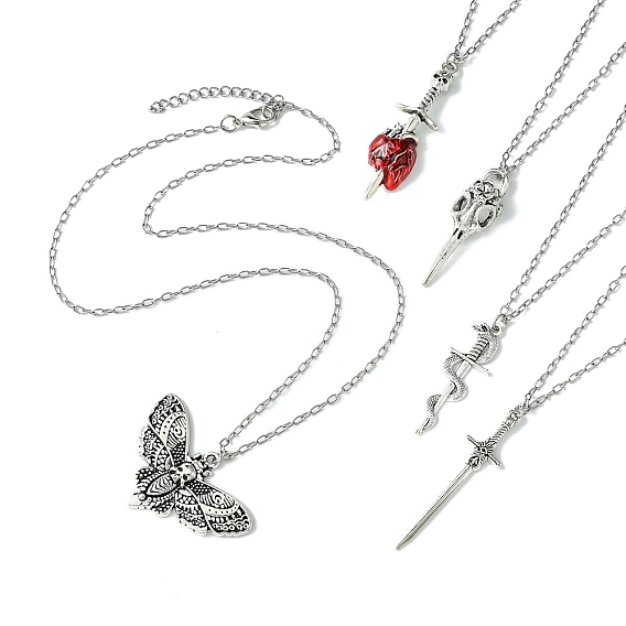 Готические 304 ожерелья-цепочки из нержавеющей стали, ожерелья с подвесками из сплава на Хэллоуин