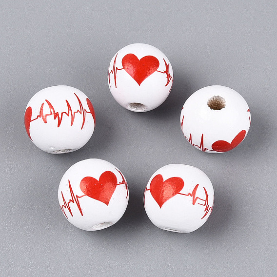 Набивные шима деревянные бусины, круглые с сердца шаблона
