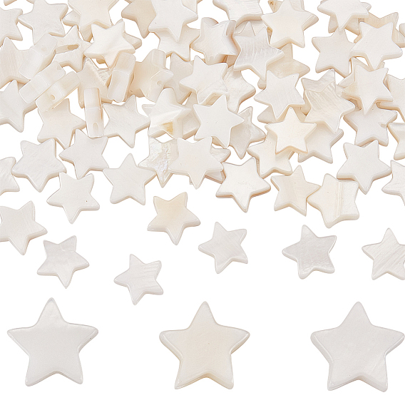 2 нити из натуральных пресноводных бусин из ракушек, пентаграmmа