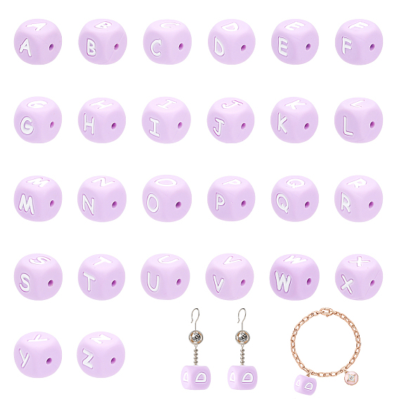 26шт 26 стиль силиконовые бусины, изготовление ожерелий и браслетов своими руками, стиль письма, кубические