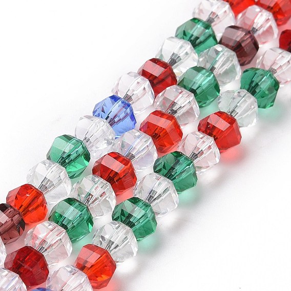 Transparent Glass Bead Strands, Faceted, Round