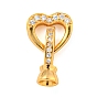 925 Sterling Silver Micro Pave Clear Cubic Zirconia Fold Over Clasps, Heart