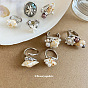 Bohemian Alloy & Shell & Imitation Pearl Cuff Open Rings for Women, Conch Shape