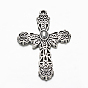 Тибетский стиль сплава готические подвески, крестик, без кадмия и без свинца, 43.5x29x2.5 мм, отверстие : 2 мм