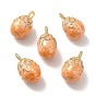 Rack Plating Brass Micro Pave Cubic Zirconia Enamel Pendants, Long-Lasting Plated, Golden, Cadmium Free & Lead Free & Nickle Free, Egg