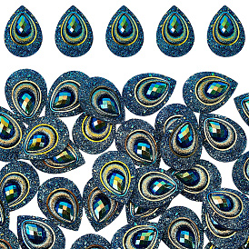 50 pcs cabochons en résine, larme, avec strass