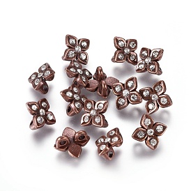 Коннекторы из цинкового сплава, горный хрусталь и два отверстия, цветок, 12.7x6.7 мм, отверстие : 2 мм