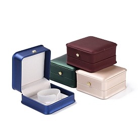 PU Leather Jewelry Box, with Reain Crown, for Bracelet Packaging Box, Square