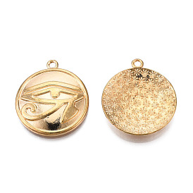 Alloy Pendants, Cadmium Free & Lead Free, Flat Round with Eye of Ra/Re