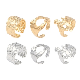 304 текстурированные открытые манжеты из нержавеющей стали, широкое кольцо неправильной геометрии для женщин