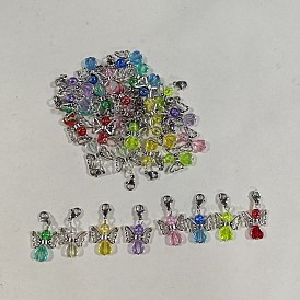 32 piezas 8 colores acrílicos y adornos colgantes de aleación, con 304 de acero inoxidable broches pinza de langosta