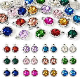 24 шт. 12 цвета k 5 стеклянные подвески, плоско-круглые, граненые, со сплавочной фурнитурой