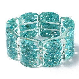 Natural Calcite & Synthetic Opal Stretch Bracelets, Epoxy Resin Domino Bracelets for Women