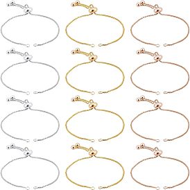 12 шт 3 цвета латунная коробка цепь слайдер браслет изготовление