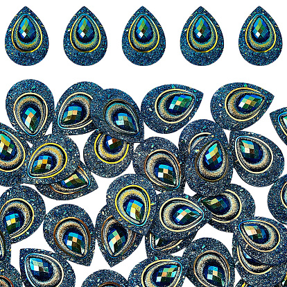 50 pcs cabochons en résine, larme, avec strass