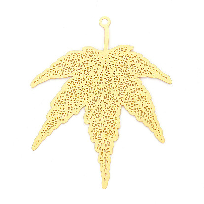 Латунные филигранные большие подвески, кленового листа, гравированные металлические украшения