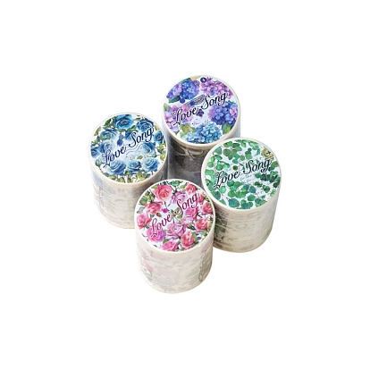 Flower Paper Adhesive Tapes, Decorative Sticker Roll Tape, for Card-Making, Scrapbooking, Diary, Planner, Envelope & Notebooks