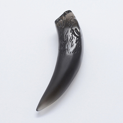 Carved Natural Obsidian Big Pendants, Ivory Shaped