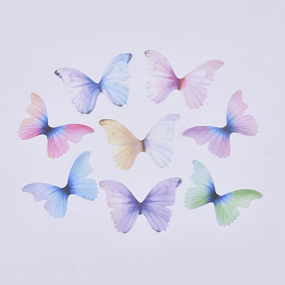 Двухцветный полиэстер ткань крылья украшения ремесла, для поделок ювелирные изделия серьги ожерелье заколка для волос украшение, бабочка