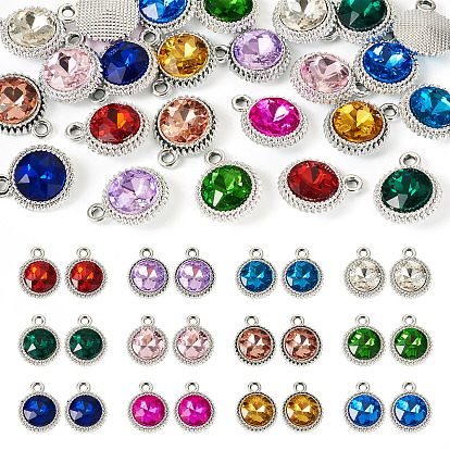 24 шт. 12 цвета k 5 стеклянные подвески, плоско-круглые, граненые, со сплавочной фурнитурой