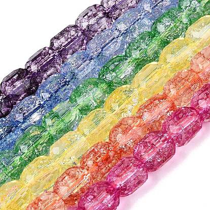 Transparent Crackle Glass Beads Strands, Column, Faceted