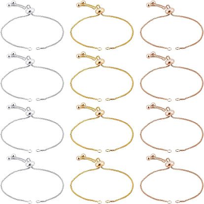 12 шт 3 цвета латунная коробка цепь слайдер браслет изготовление