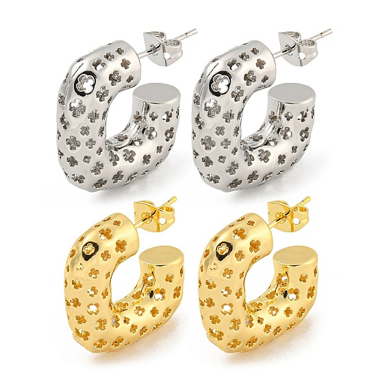 Серьги-гвоздики из латуни с реечным покрытием, долговечный, без свинца и без кадмия, с-образный