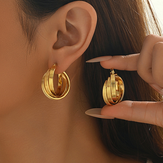 Тройные серьги-кольца из латуни