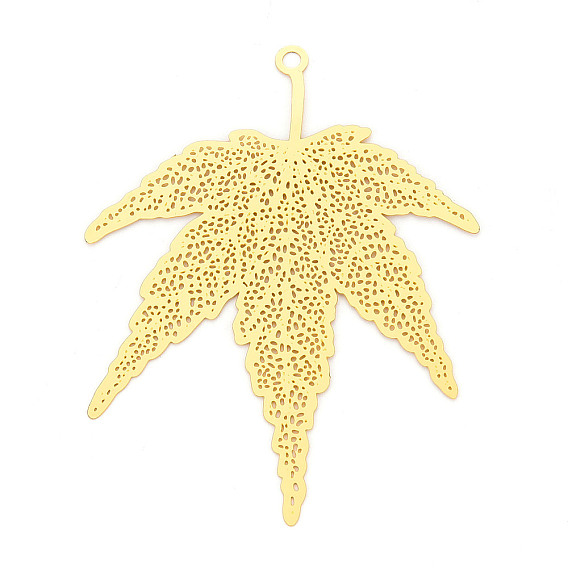 Латунные филигранные большие подвески, кленового листа, гравированные металлические украшения