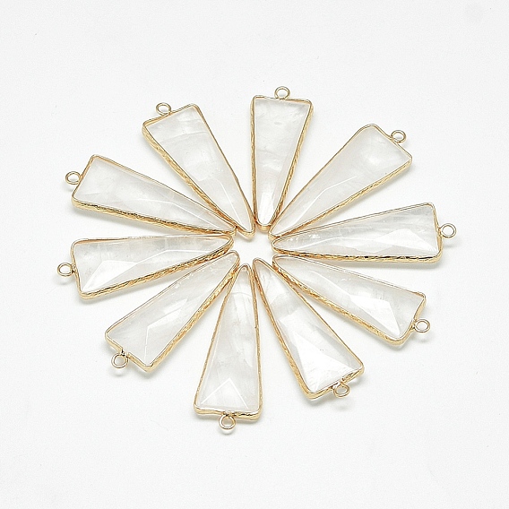 Природных драгоценных камней подвески, с фурнитурой латунной золотого тона, граненые, треугольные