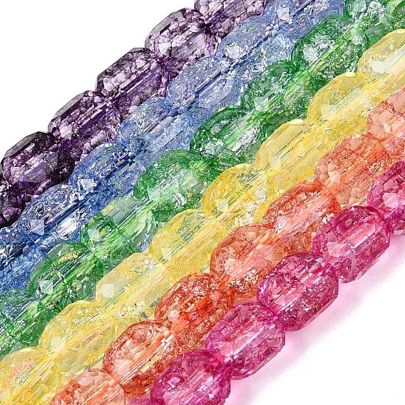 Transparent Crackle Glass Beads Strands, Column, Faceted