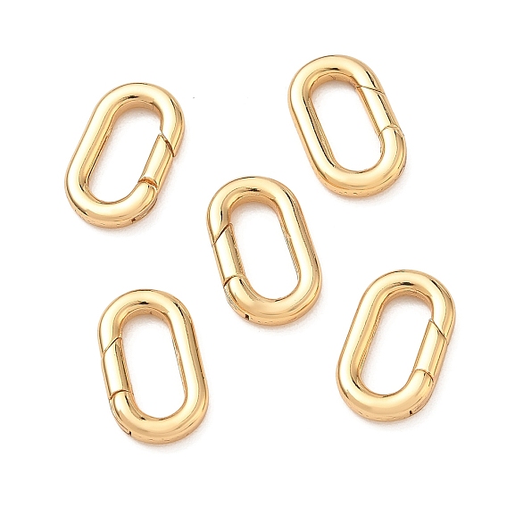 SHEGRACE Brass Spring Gate Rings, Oval, Cadmium Free & Lead Free & Nickel Free