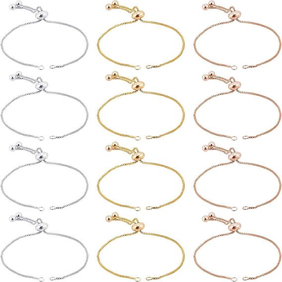 12 шт 3 цвета латунная коробка цепь слайдер браслет изготовление